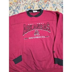 Vintage 90's Arkansas Razorbacks Sweatshirt Crewneck Pullover Size XL Red